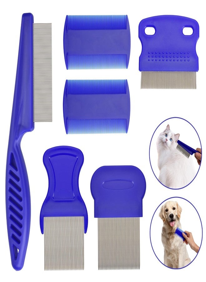 CAPHONT Flea Comb for Cats Dogs, 6 Pack Pet Lice Comb Set Pet Grooming Pets for Small, Medium & Large Pets (Blue) - Image 1
